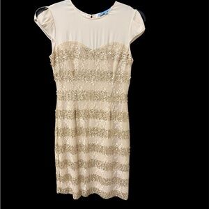 Antonio Melani Gold Sequin Lace Cocktail Dress Size 8
